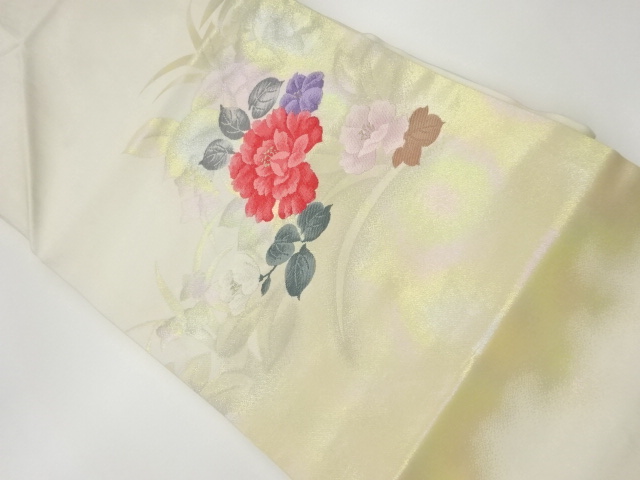 草花模様織出し名古屋帯